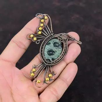 Kambaba Jasper Pendant Copper Wire Wrapped Pendant Gemstone Pendant Kambaba Jasper Jewelry Handmade Bird Pendant Gift For Mom Copper Jewelry