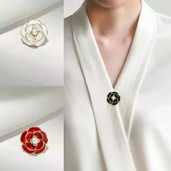 Камелия Анти-свет Артефакт Маленькая Брошь Женская Изысканная Жемчужная Брошь Булавка Скрытая Кнопка Фиксированная Одежда Аксессуары