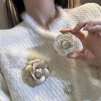 Камелия Броши Для Женщин Ручной Работы Цветочные Булавки На Лацкан Элегантная Одежда Ювелирные Изделия Аксессуары Корсаж
