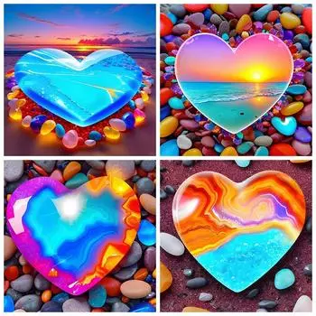 Камень Алмазная Картина Красочные Новое Поступление Вышивка Морской Пейзаж Стразы Мозаика Пейзаж Детское Хобби Full Round 20x20CM