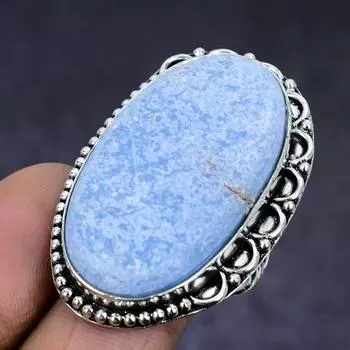 Камень ангелит драгоценный камень 925 стерлингового серебра подарок ювелирное изделие кольцо размер 9 c1K99