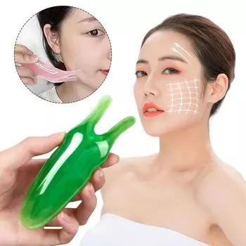 Камень для лифтинга лица из смолы, гуаша, скребок для лица, гуашь, Y-образная вилка, массажная пластина, массажер для носа, триггерная точка, массажер для носа зелёный