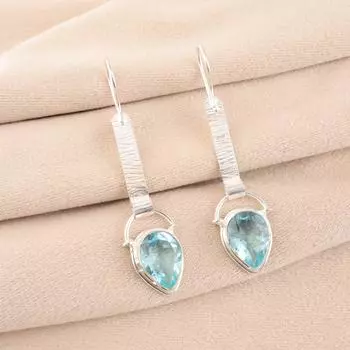 Камень Голубой Топаз 925 Стерлинговое Серебро Ювелирные Изделия Ручной Работы Серьги 2,3 Подарок EE-166-8