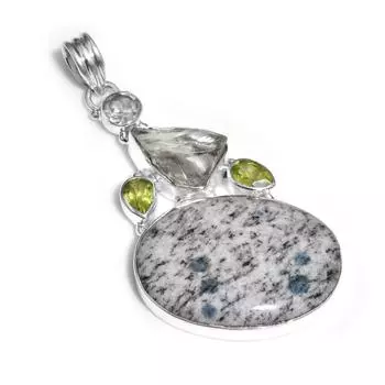 Камень K2 с драгоценным камнем перидот, подвеска ручной работы, ювелирные изделия, 2,4 дюйма, твердое серебро для женщин и девочек
