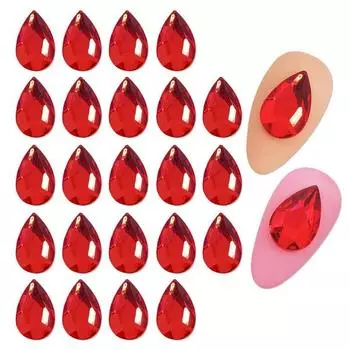 Камень May Brown Nail Droplet Stone 10 x 14 мм, Красный, 25 шт.