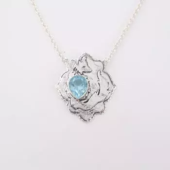 Камень Небесно-голубой Топаз Ювелирные изделия из стерлингового серебра 925 пробы Женская подвеска 1,29 Для подарка CP-32-3