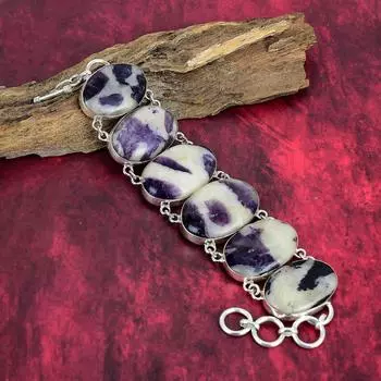 Камень Тиффани, драгоценный камень, ювелирные изделия из стерлингового серебра 925 пробы, красивый браслет ручной работы, регулируемая цепочка, ювелирные изделия для женщин 8 Inches With Adjustable белый