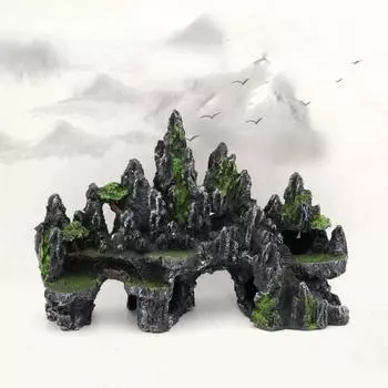Каменистый сад, украшение аквариума, украшение аквариума, смола, декоративный камень зелёный