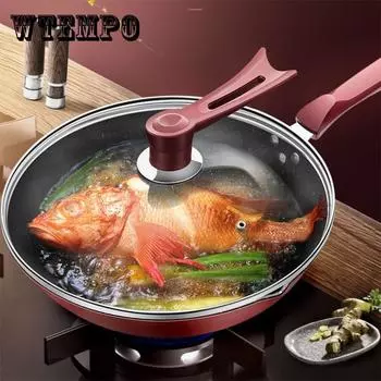 Каменная сковорода Maifan с антипригарным покрытием, индукционная плита, газовая железная кастрюля, бытовая кулинария без масляного дыма, многофункциональная 30cm