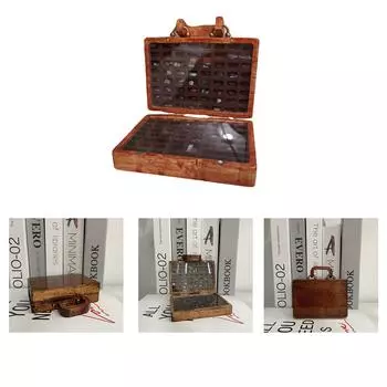 Каменные коллекционные украшения в деревянной кристальной коллекционной коробке и чемодане коричневый