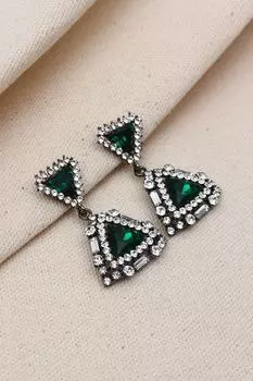 Каменные треугольные серьги для вечернего платья