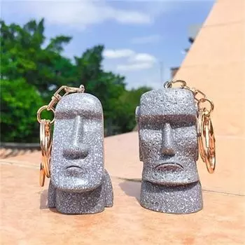 Каменный человек, статуи Моаи, брелок для ключей, фигурка сторожа Моаи, креативный брелок с островом Пасхи для женщин и мужчин