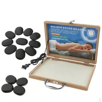 Каменный массажный нагреватель, подогреватель, чехол + 14 шт., камни для спа