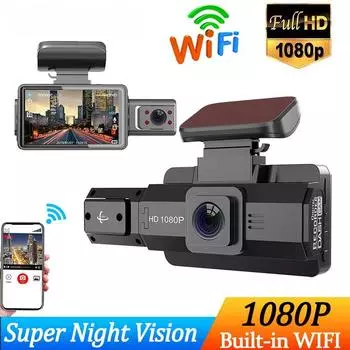 Камера 1080P для автомобиля WIFI APP с двумя объективами, видеорегистратор для автомобилей, передняя и внутренняя камера для автомобиля, автомобильный аксессуар Without WiFi