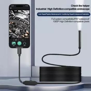 Камера для эндоскопа с подсветкой IP67, водонепроницаемая, Wi-Fi не требуется, универсальная, подходит для бороскопа 1080P, камера для смартфона для iPhone 1M