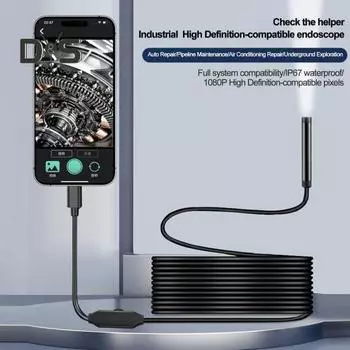 Камера для эндоскопа с подсветкой IP67, водонепроницаемая, Wi-Fi не требуется, универсальная, подходит для бороскопа 1080P, камера для смартфона для iPhone 1M