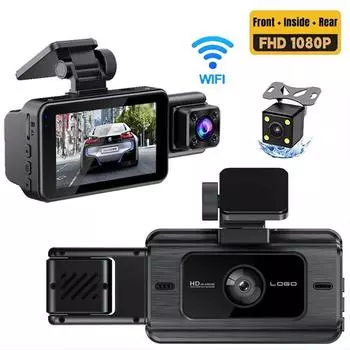 Камера для автомобиля 3 объектива 1080P WIFI видеорегистратор 2-дюймовая камера заднего вида черный ящик автомобильный аксессуар автомобильный видеорегистратор для автомобиля 0GB чёрный