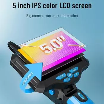 Камера для бороскопа с двумя объективами, 5-дюймовый IPS-экран, эндоскопическая камера с подсветкой, инспекционная камера 1920P с Dual lens синий