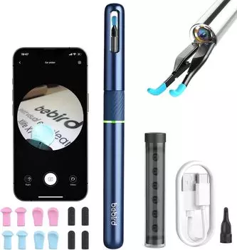 Камера для чистки ушей BEBIRD Note5 с механическим пинцетом для чистки ушей мощностью 1000 Вт и ушной ложкой, светодиодная подсветка для уха, беспроводная WI-FI, совместимая с ушной серой
