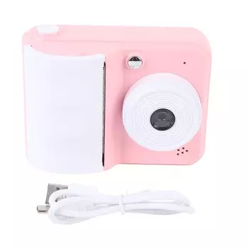 Камера мгновенной печати 1080P HD цифровая видеокамера мультфильм 48MP селфи мгновенная фотокамера печати розовый