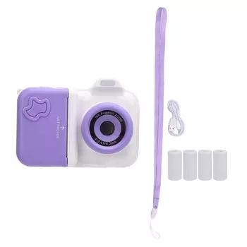 Камера мгновенной печати 2,4-дюймовый IPS HD-экран Двойная линза Камера мгновенной печати для селфи со вспышкой 32 ГБ фиолетовый