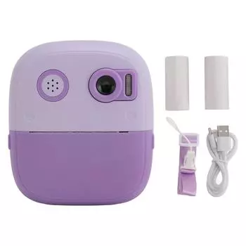 Камера мгновенной печати для детей, 2,4-дюймовый экран IPS HD, 1080P, двойной объектив, 8-кратный цифровой зум, автофокус фиолетовый