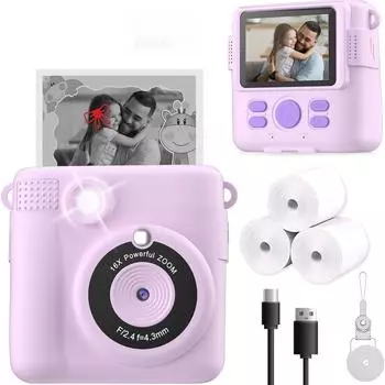 Камера мгновенной печати для детей, рождественские подарки на день рождения для девочек и мальчиков, цифровые видеокамеры высокой четкости для малышей, портативная игрушка синий