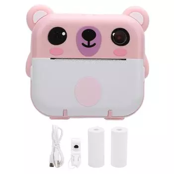Камера мгновенной печати с бумагой для печати 2-дюймовый экран TFT 320x240 1080P Музыка Игры 1000 мАч Мгновенный розовый