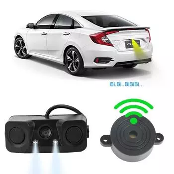 Камера заднего вида Автомобильные аксессуары Ночное видение Светодиодная подсветка Мини-сигнализация Радар заднего хода Датчик Детектор чёрный