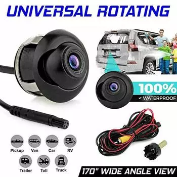 Камера заднего вида, ночное видение, широкий угол обзора 170 градусов, IP68, водонепроницаемая, противотуманная петля, запись на 360 градусов