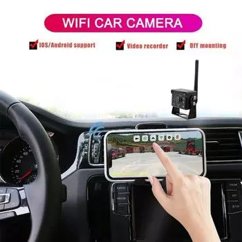 Камера заднего вида с функцией заднего вида, беспроводная WiFi-камера заднего вида, светодиодная HD-камера заднего вида, водонепроницаемая для автомобиля, грузовика, автобуса CHINA