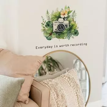 Камера Зеленые Листья Растений Спальня Гостиная Стена Украшения Наклейка На Стену 39*40CM/fun-f30