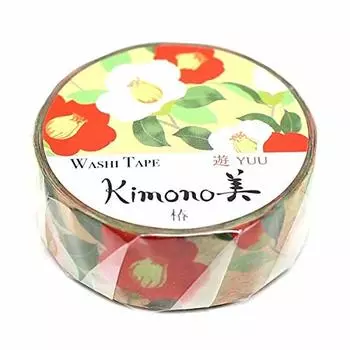 kamiiso Kimono Masking Tape Washi Tape 15mm Camellia Flower Scrap Scrapbooking Art Craft Booking Art Craft DIY