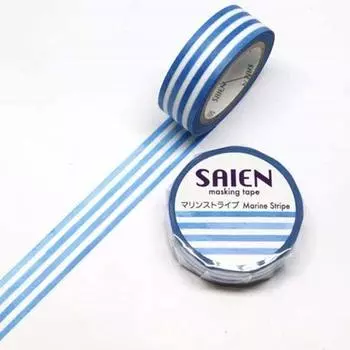 kamiiso Sai Saien Masking Tape Masking Tape Washi Tape 15 mm Marine Stripe Blue 15mmx10m