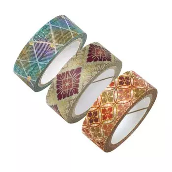Kamiiso Sansho Masking Tape Kimonomi 28 Hanabishi x 1 Made in Japan Approximately 15 mm width x 3 roll set (Wakamatsu Rhi, Rhigiku, Cloisonn each)