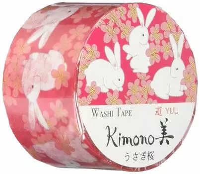 Kamiiso Sansho Masking Tape Rabbit Cherry Blossom 25mm x 5m GR-2018