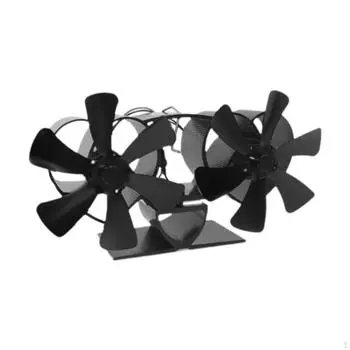 Каминный вентилятор 12 лопастей Тепловая мощность дровяной печи для сжигания дома чёрный