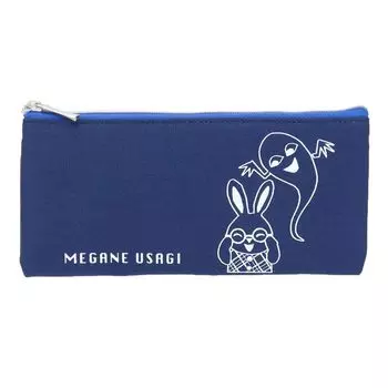 Kamiojapan Glasses Rabbit Flat Pen Pouch Rabbit and Ghost