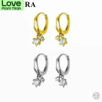 Kamira 925 пробы стерлингового серебра кисточка блестящий циркон Huggies кулон серьги-гвоздики для женщин мода очарование свадебная вечеринка ювелирные изделия подарок золотой