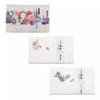 Kamiso Sansho Kaishi Beautiful MONDE Iyo Washi with case Set of 3 Cameo and perfume bird cage and antique wall clock x Kaishi set 32 (1 piece) bottle,