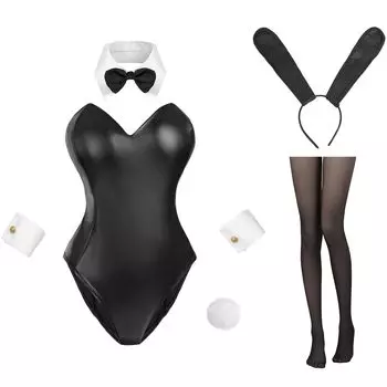 Kamizure Bunny Girl Косплей Кролик Черный Милый Костюм Кролика Трико Маскировка Женский Подарок Костюм Mai Sakurajima Событие Костюм Вечеринка Фото