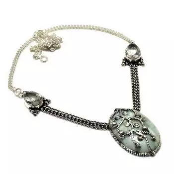 Каммерерит, белый топаз, 925 проба, посеребренное ювелирное ожерелье, 18 дюймов 18 фиолетовый