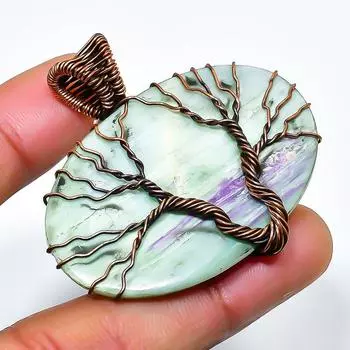 Kammererite Gemstone Handmade Copper Wire Wrap Jewelry Pendant 1.77 1.77 зелёный