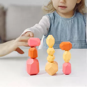 Камни для укладки из натурального дерева - забавная развивающая игрушка для детей 16 pcs