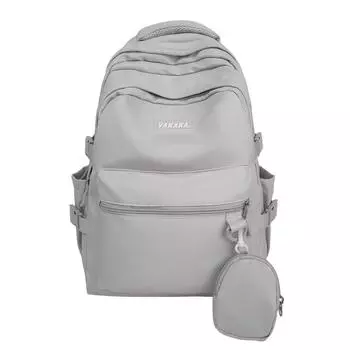 Кампусный легкий рюкзак большой вместимости для учеников средней школы серый