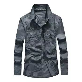 Камуфляжная хлопковая рубашка с длинными рукавами, повседневная рубашка среднего возраста, костюм, военный инструментальный костюм M хаки