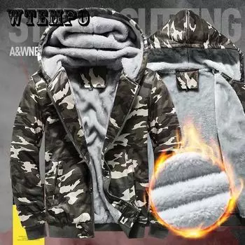 Камуфляжная куртка мужская с капюшоном тонкое пальто зимнее плюс бархатное толстое теплое пальто тонкая спортивная одежда 5XL