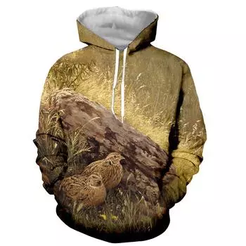 Камуфляжная охотничья перепелиная 3D-печать с капюшоном Мужская и женская толстовка с капюшоном Уличная одежда Большие свитера Свитшоты с капюшоном Детские топы Одежда S