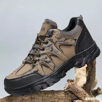 Камуфляжные походные ботинки, мужские рабочие ботинки, кожаная поверхность, удобные и легкие, для отдыха на открытом воздухе, для мужчин 40 серый