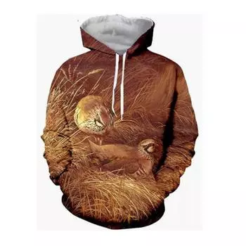 Камуфляжные толстовки с капюшоном для охоты с изображением животных и перепелов с 3D-принтом для мужчин и женщин, новые уличные толстовки с капюшоном, свободные свитера, толстовки для детей S